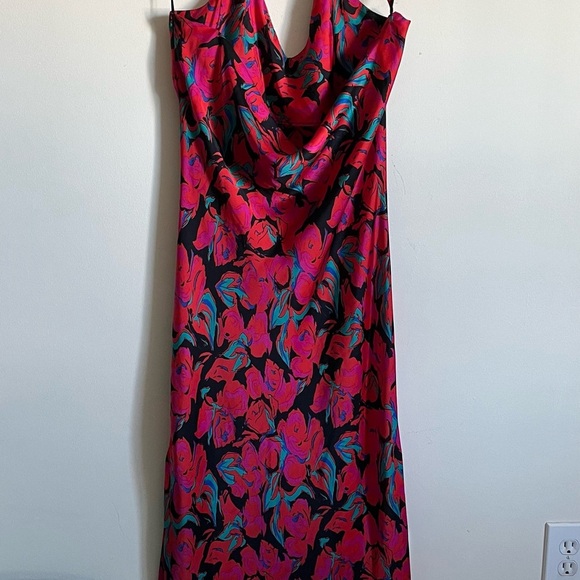 TOPSHOP Floral Vibrant Spaghetti Strap Cocktail on the Bias Maxi Dress sz 8 EUC - Picture 4 of 15